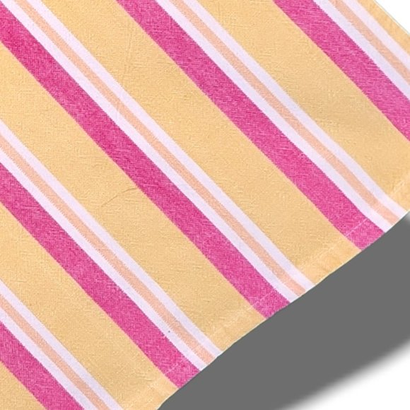 Home Dining Cloth Napkins Set (6) Hampton Stripe Pink Yellow Cotton - Picture 4 of 6